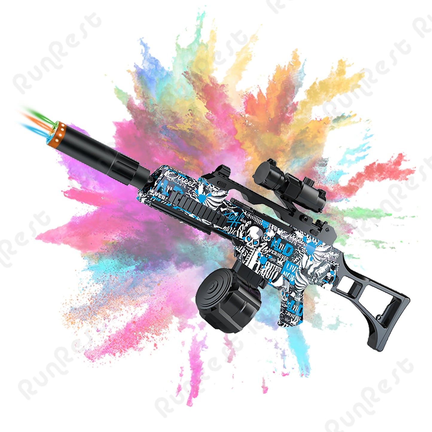 RunRest Blaster Gun, Electric Ball Blaster, With Flash Silencer High Orbeez Gun Performance Cool Toy Gun, Rechargeable Splatter