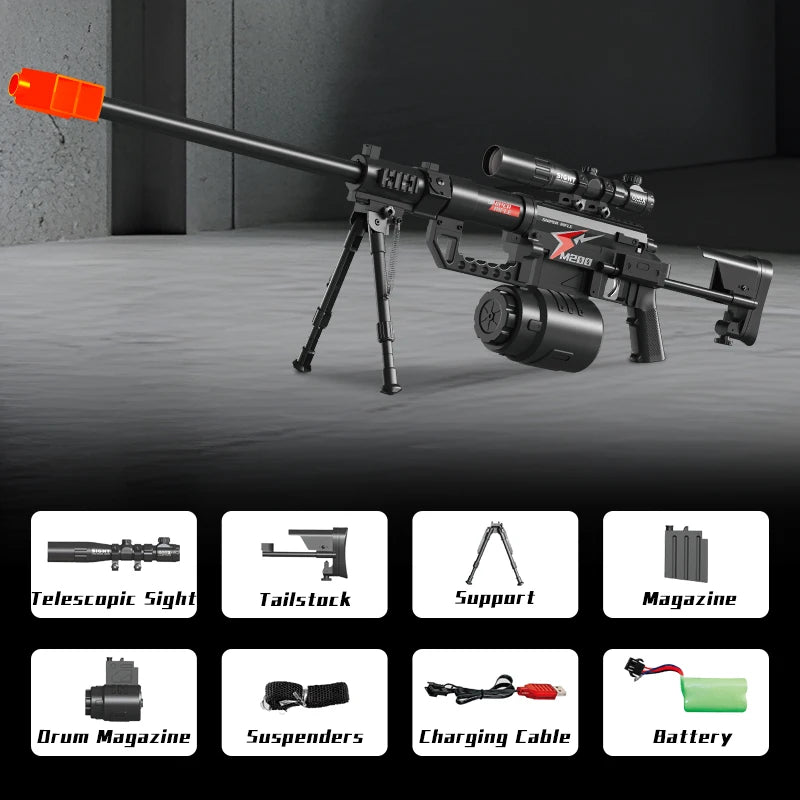 M200 Sniper Gun Electric Gel Jet Ball [7.4V High Speed Continuous Shooting Upgrade G Highly Assembled Toy Manual/automatic Dual