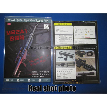 100% New Scaled Barrett M82A1 12.7mm Sniper Rifle 3D Paper Model Cosplay weapon Kid Adults' Gun Weapons Paper Models Gun Toys