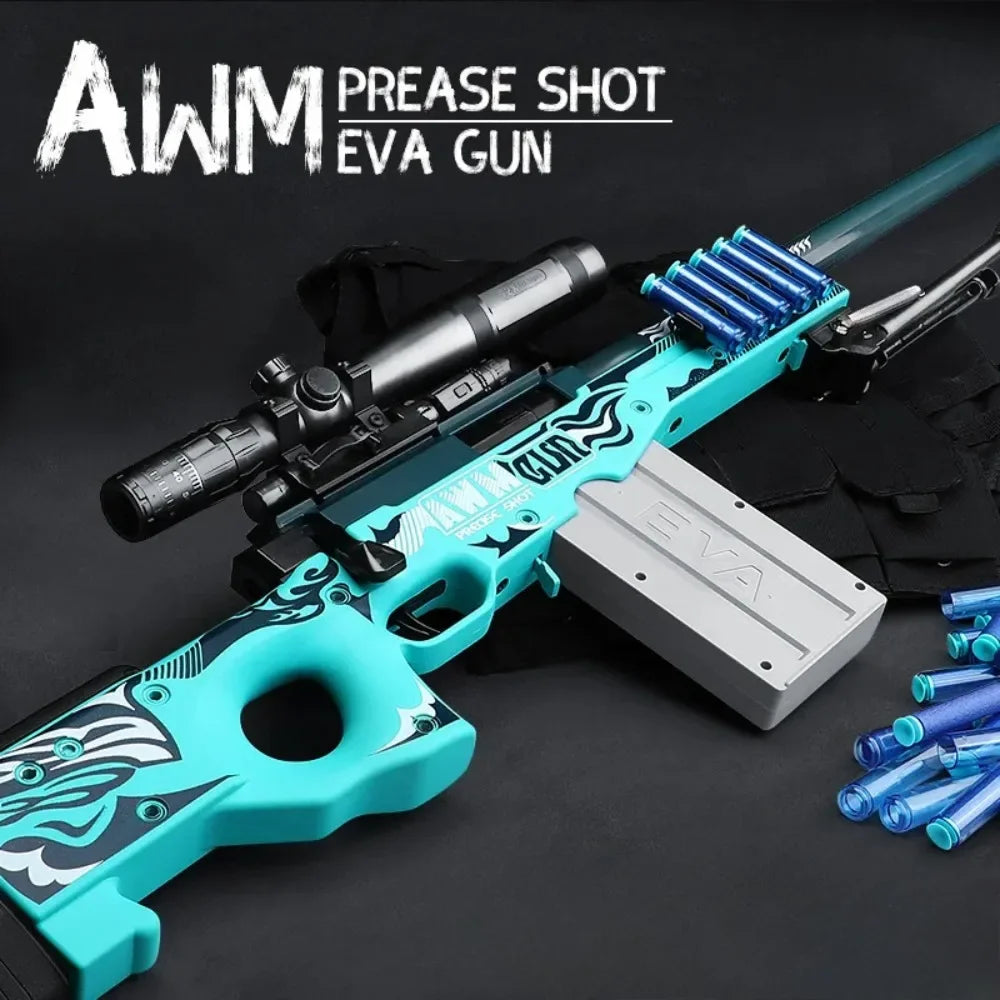 Awm Soft Bullet Toy Gun Manually Loaded Can Be Fired Combat Sniper Rifle Outdoor Games CS Fighting for Adults Boys Gift