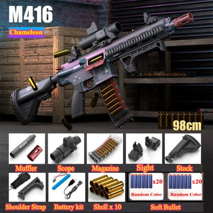 M4A1/M416 Electric Continuous Firing Shell Throwing Soft Bullet Toy Gun Assault Rifle Outdoor Shooting Games Christmas Gift