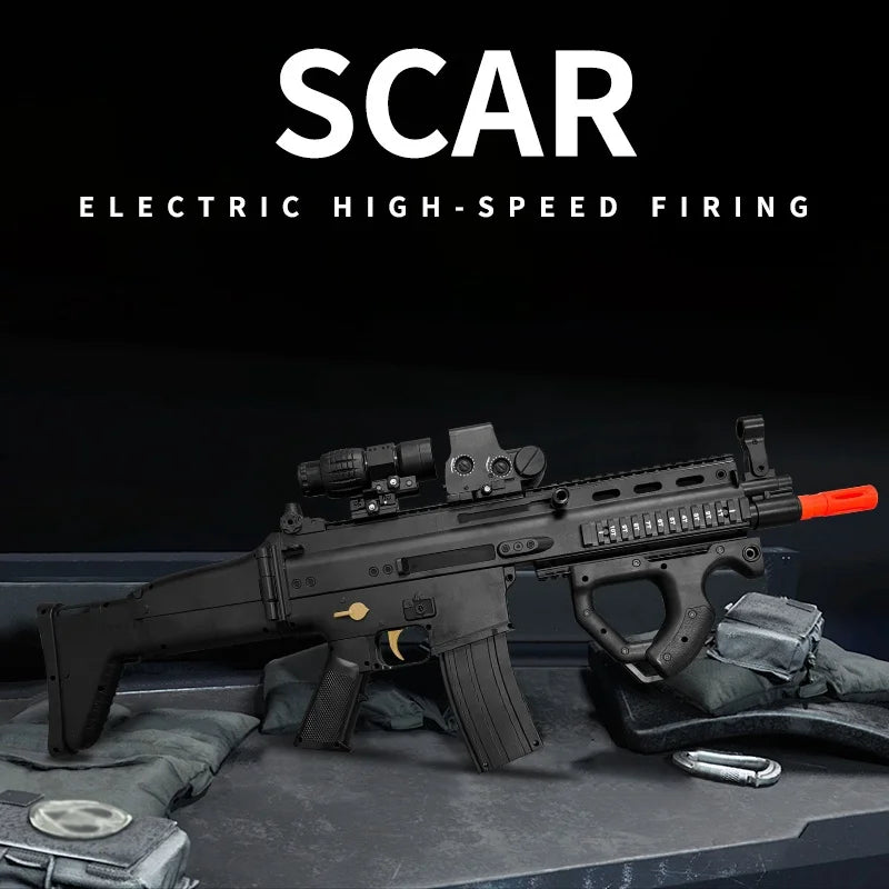 SCAR Electric Gel Ball Gun[7.4v High-Speed Continuous Shooting Upgraded Version]Automatic Continuous Shooting Mode And Linkage