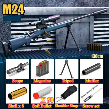 M24 Shell Throwing Soft-Bullet Toy Gun Manually Loaded Sniper Rifle Outdoor Games CS Fighting for Boys Christmas Gift