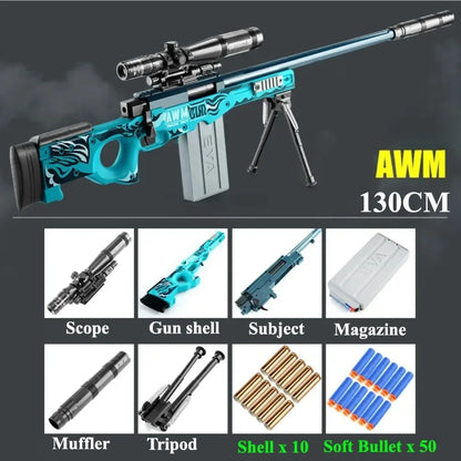 Awm Soft Bullet Toy Gun Manually Loaded Can Be Fired Combat Sniper Rifle Outdoor Games CS Fighting for Adults Boys Gift