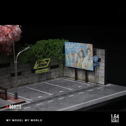 Car Garage Diorama Model 1/64 Street Scene LED Assembly Diorama Series - Light-Up Miniature Model for Diecast Car Display