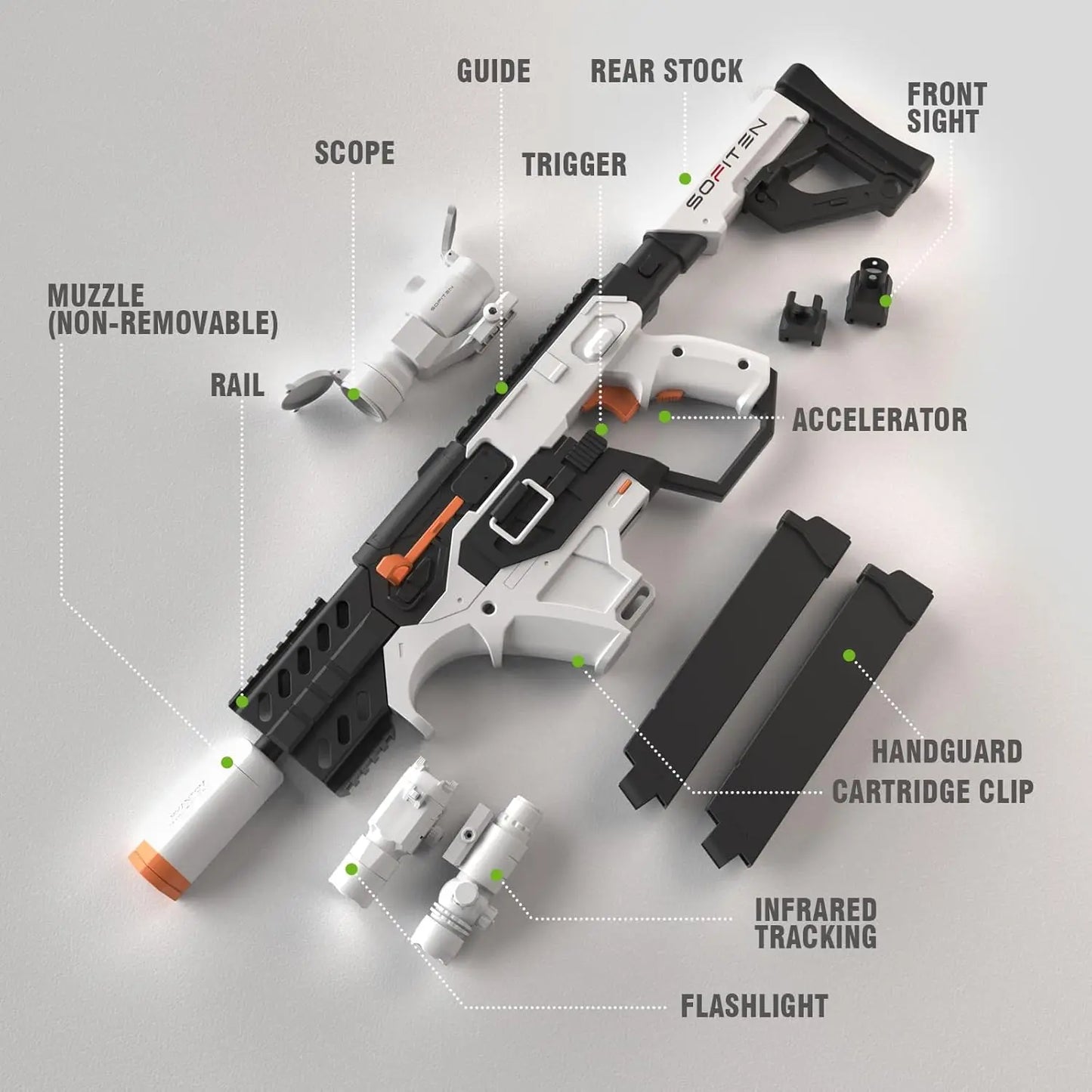 Automatic Foam Blaster Sniper Rifle with Tactical Vest Kit, Scope, Flashlight & 120 Darts - Outdoor Game Gift for Kids Age 8+