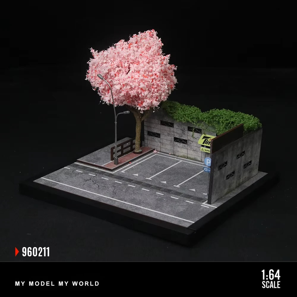 Car Garage Diorama Model 1/64 Street Scene LED Assembly Diorama Series - Light-Up Miniature Model for Diecast Car Display