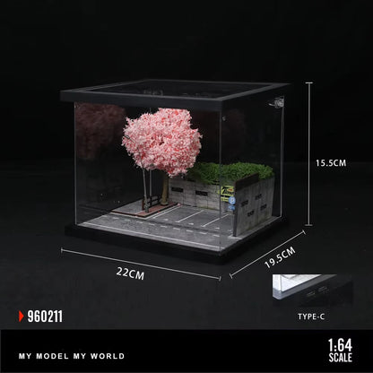 Car Garage Diorama Model 1/64 Street Scene LED Assembly Diorama Series - Light-Up Miniature Model for Diecast Car Display