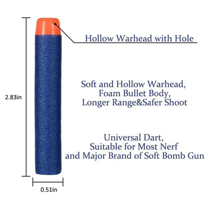 BlueSoftHollowHoleHeadBullets7.2cm For Toys Gun Refill Darts Toy Gun Bullets For Toys Gun Series Blasters Xmas Kid Children Gift