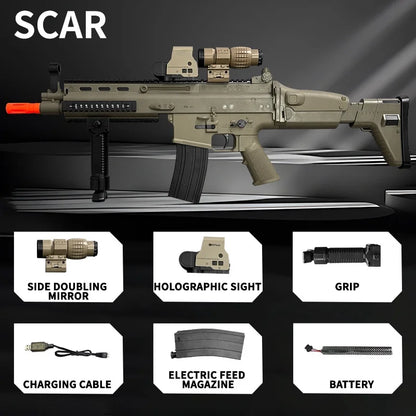 SCAR Electric Gel Ball Gun[7.4v High-Speed Continuous Shooting Upgraded Version]Automatic Continuous Shooting Mode And Linkage