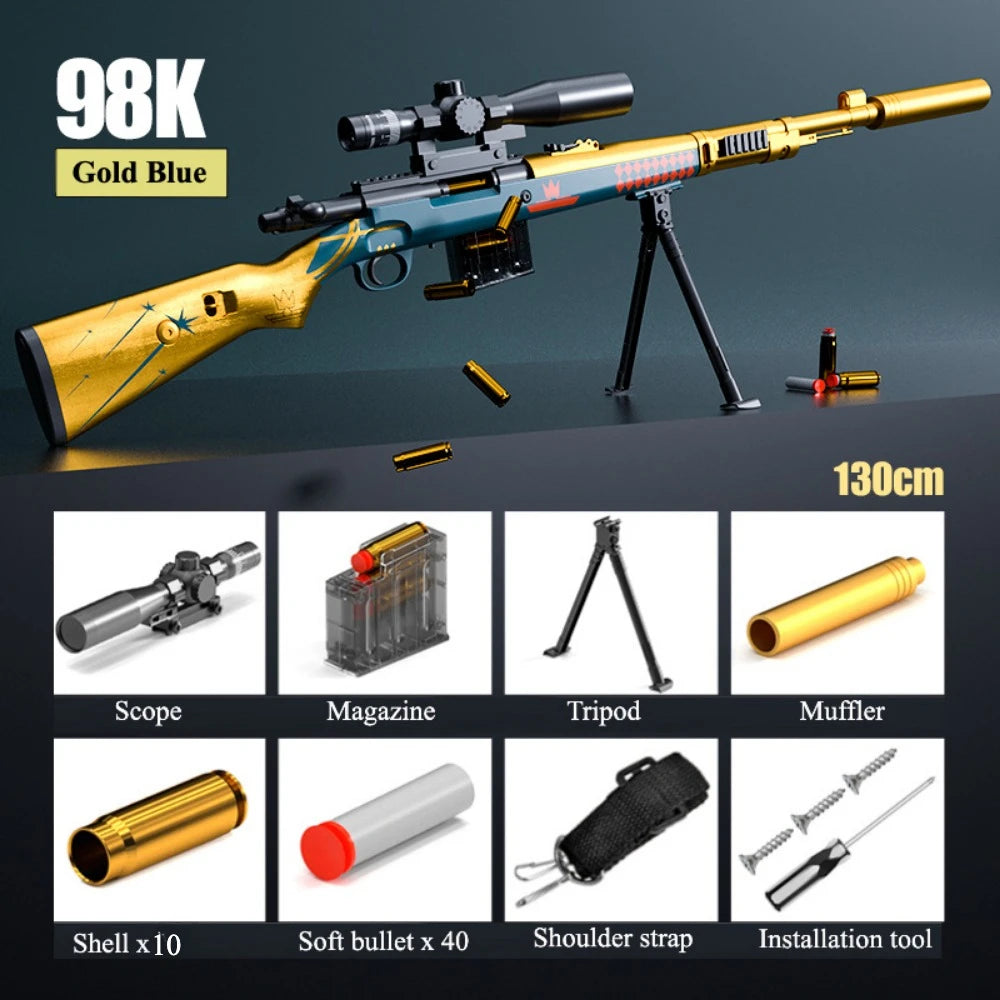 M24 Shell Throwing Soft-Bullet Toy Gun Manually Loaded Sniper Rifle Outdoor Games CS Fighting for Boys Christmas Gift