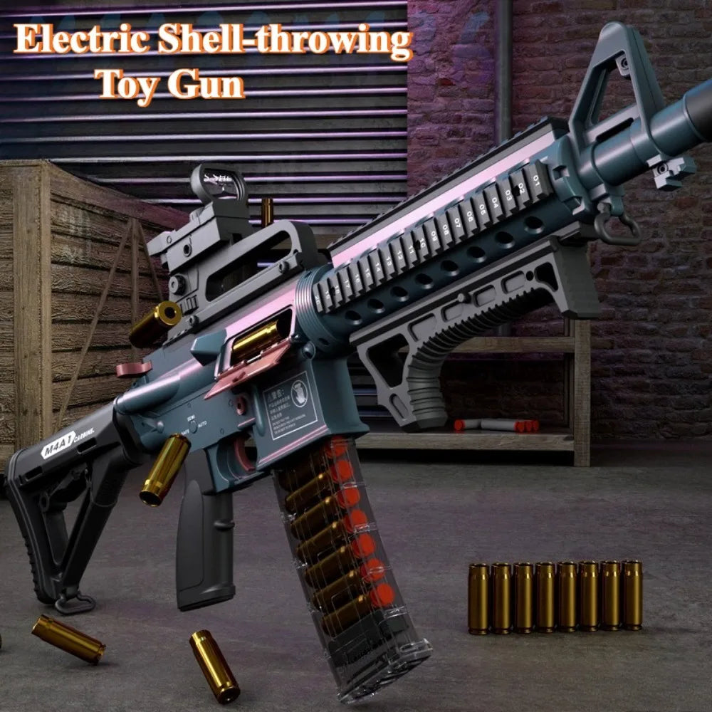 M4A1/M416 Electric Continuous Firing Shell Throwing Soft Bullet Toy Gun Assault Rifle Outdoor Shooting Games Christmas Gift
