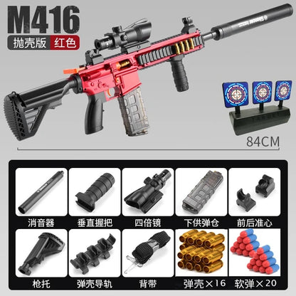 M416 Barrett Shell Ejection Soft Bullet Toy Gun with Automatic Return Target for Boys Classic Style Manual Birthday Gift