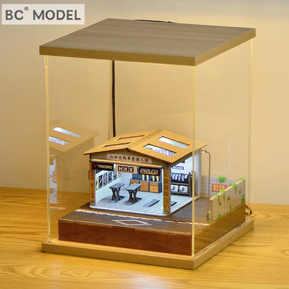 1:64 Scale Handmade Car Workshop Model Kit - LED-Lit Garage Scene, Miniature Diorama & Building Toy for Hobbyists
