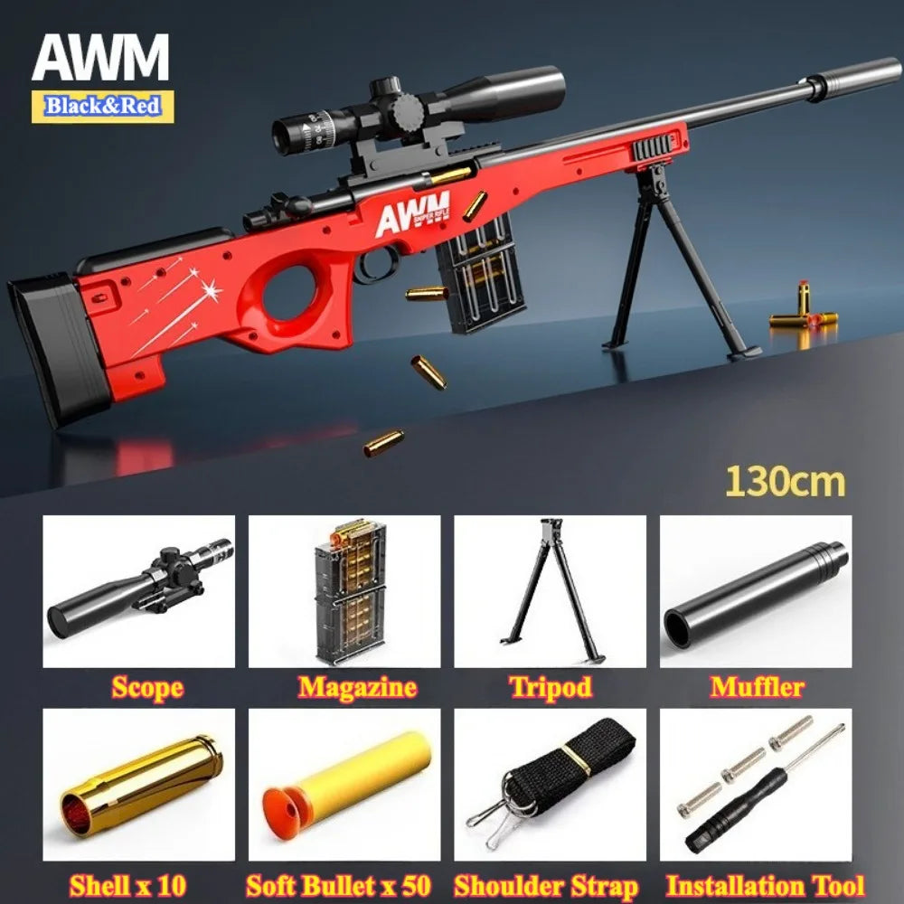 Awm Soft Bullet Toy Gun Manually Loaded Can Be Fired Combat Sniper Rifle Outdoor Games CS Fighting for Adults Boys Gift