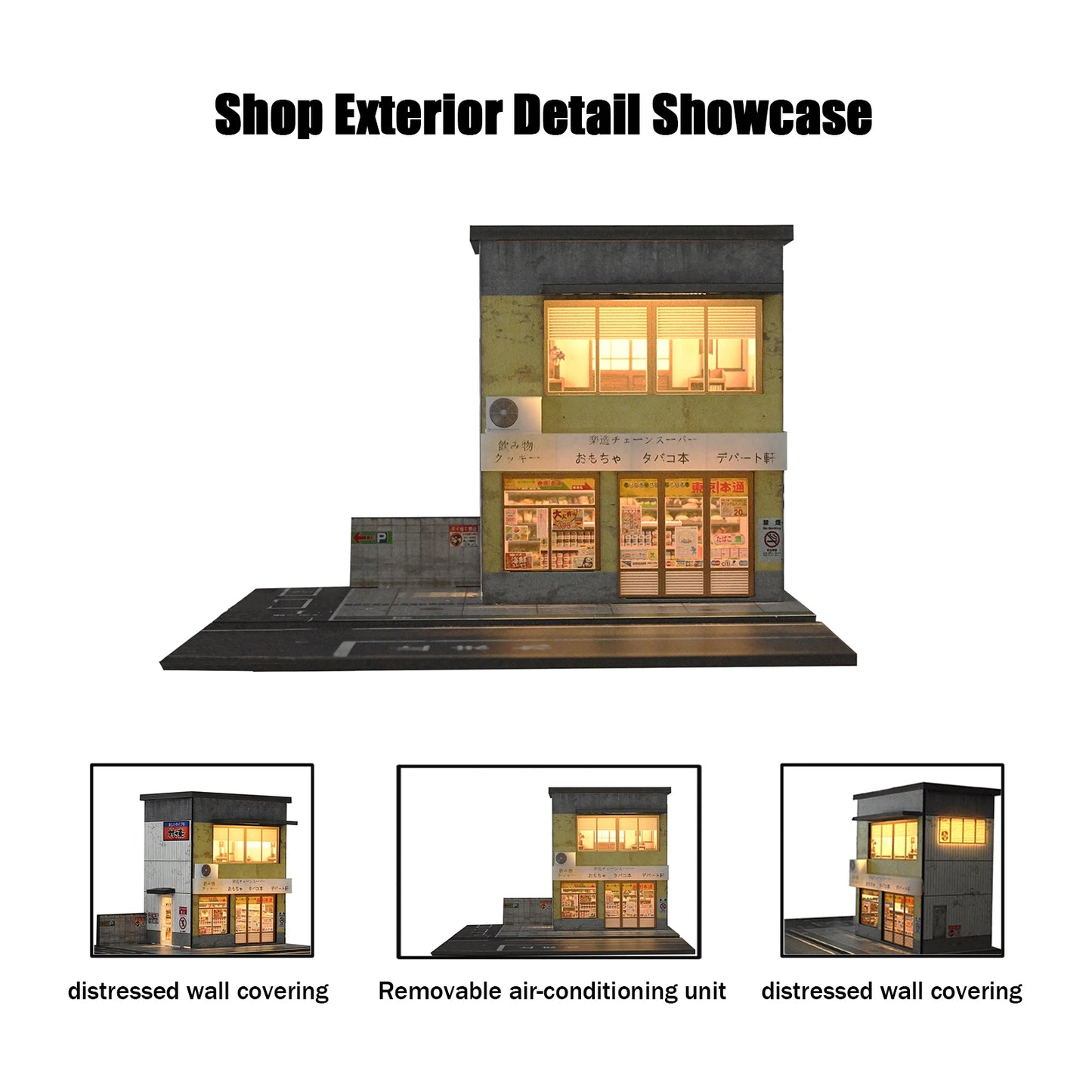 1/64 Diorama Garage Scene Model with LED Lighting Parking Lot Scene Model City Street Building Scene for Model Car Display
