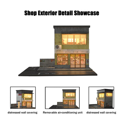 1/64 Diorama Garage Scene Model with LED Lighting Parking Lot Scene Model City Street Building Scene for Model Car Display