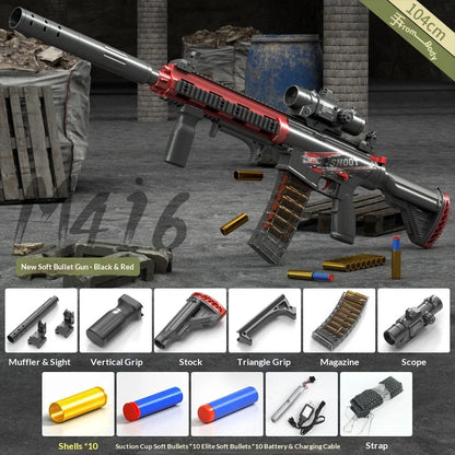 Electric Soft Bullet Toy Gun for Boys, Auto-Manual Shell Ejecting Toy Foam Blasters & Guns with 80 Soft Darts, Shooting Games Ed