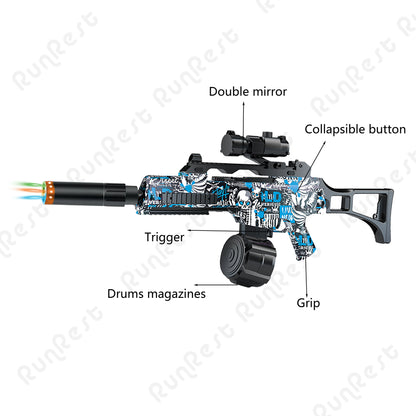 RunRest Blaster Gun, Electric Ball Blaster, With Flash Silencer High Orbeez Gun Performance Cool Toy Gun, Rechargeable Splatter
