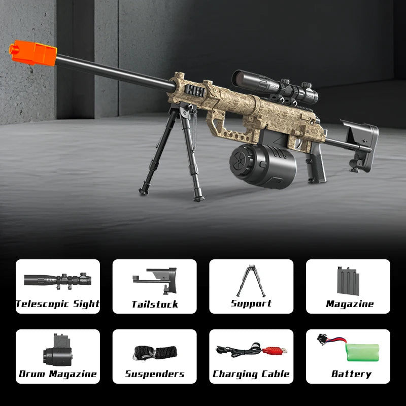 M200 Sniper Gun Electric Gel Jet Ball [7.4V High Speed Continuous Shooting Upgrade G Highly Assembled Toy Manual/automatic Dual